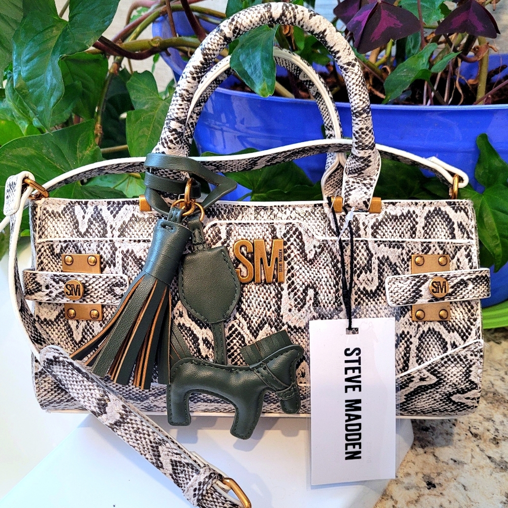 Steve Madden Snake Skin Green Horse Bag Charm Crossbody Handbag